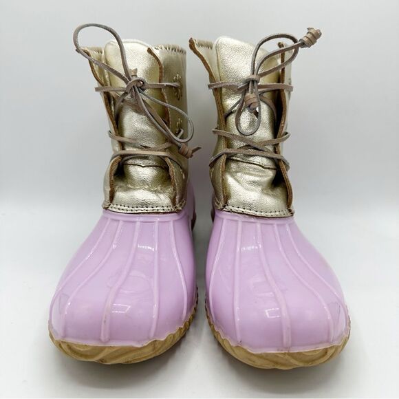 Jack Rogers Waterproof Chloe Lavender and Metallic Gold Duck Rain Boots Sz 11‎ - Picture 5 of 16